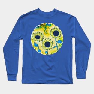 Sunflowers - Blue and Yellow Long Sleeve T-Shirt